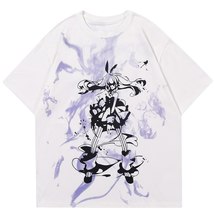 Aolamegs Cartoon Comics Girl Printed Tie Dye T-shirts Men Hip Hop Otaku Short Sl - £37.91 GBP