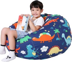 Lukeight Stuffed Animal Storage Bean Bag Chair Cover For Kids,, Dinosaur... - £30.99 GBP