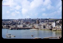 35 mm color slide * 1950's travel to England St.IVES harbour buildings s... - $5.50