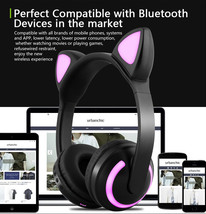 Wireless Bluetooth Cat Ear Headphones with Mic 7 Colors  - £15.17 GBP