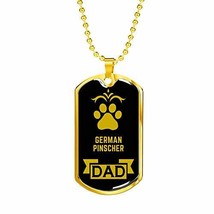 Dog Lover Gift German Pinscher Dad Dog Necklace Stainless Steel or 18k G... - $45.49