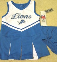 Nfl 2024 Licensed Detroit Lions 2 Piece Cheerleader Uniform 12M 18M 2T 3T 4T - £31.06 GBP