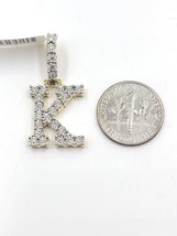 Crown Initial Letter &quot;K&quot; Pendant 14k Yellow Gold Plated 2Ct Lab Created Diamond - £90.68 GBP