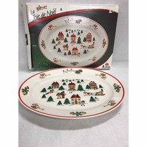 NIB oval meat PLATTER Joy of Christmas GLASS floral 10 by 14 in JAMESTOW... - £43.79 GBP