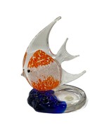 Partylite Art Glass Fish Tealight Candle Holder Bermuda Orange &amp; Cobalt ... - $18.69