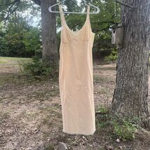 VINTAGE SLIP DRESS LINGERIE SILKY BIEGE VANITY FAIR 1960s sz 36 - $16.82