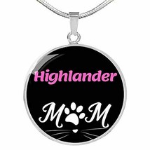 Highlander Cat Mom Necklace Circle Pendant Stainless Steel Or 18k Gold 18-22&quot; - £35.57 GBP
