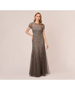 Adrianna Papell  Cap Sleeve Beaded Gown In Lead 10      $340 - $267.30