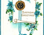 Vtg Postcard 1911 Victorian Birthday Postcard Embossed &quot;Birthday Greetings&quot; - $6.88