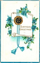 Vtg Postcard 1911 Victorian Birthday Postcard Embossed &quot;Birthday Greetings&quot; - £5.37 GBP