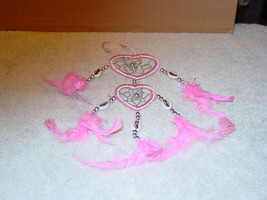 DREAMCATCHER WITH SHELLS HEART SHAPED PINK COLOR 2 RINGS - £6.73 GBP