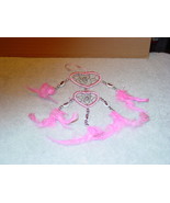 DREAMCATCHER WITH SHELLS HEART SHAPED PINK COLOR 2 RINGS - £6.34 GBP