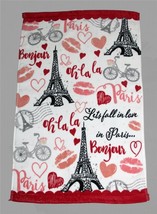 Eiffel Tower Bikes Hearts &quot;oh la la&quot; &quot; Let&#39;s Fall in love in Paris&quot; Hand Towel - £11.98 GBP