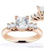 Square Brilliant Cut Moissanite 5-Stone Engagement Promise Ring in 14k R... - $1,077.29+