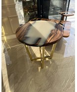 HANDI STONE Epoxy Round Table (Top and Base Both) Natural Wood Table, Wo... - $500.00