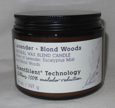 Kirkland&#39;s Natural Wax Blend 14 Oz Jar 3-Wick Candle Lavender + Blonde Woods - £25.37 GBP