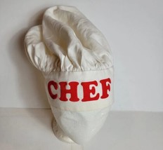 Vintage Chef Spellout Hat Cap Cosplay Halloween White Red - £9.30 GBP