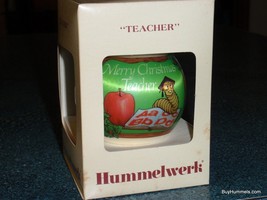 1979 Merry Christmas Teacher Apple Worm ABC Ornament Hummelwerk Satin W Box GIFT - £8.44 GBP