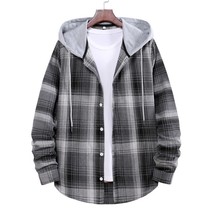 LUCLESAM Men Plaid Splicing Hoodie Mens Fashion Streetwear Clic Flannel Long Sle - $158.47