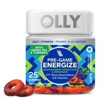OLLY Pre-Game Energize Workout Gummy Rings, S7 Plant-Based Blend, B Vita... - £31.33 GBP