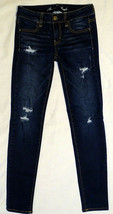 American Eagle Blue Denim Distressed Ankle J EAN S Super Stretch Jeggings 0 26X28 - £4.73 GBP