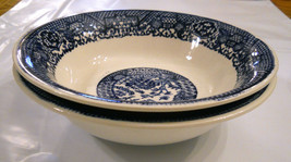 Blue Willow Soup/Cereal Bowl SET 2 Mid Century VTG Cobalt Blue Transferware LOT - £15.61 GBP