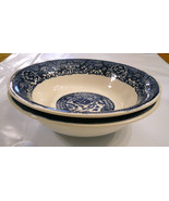 Blue Willow Soup/Cereal Bowl SET 2 Mid Century VTG Cobalt Blue Transferw... - £15.54 GBP