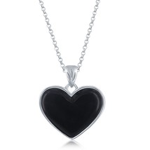 Sterling Silver Black Agate Heart Pendant - £58.20 GBP