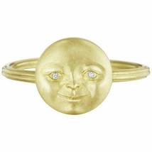 0.2ct Round Cut Diamond Engagement Ring Moon Face Design 14k Yellow Gold Finish - £67.46 GBP