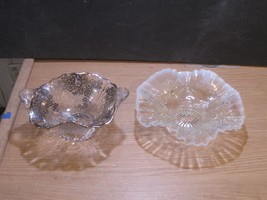 2 Vintage Glass Bowls a) Sterling Silver Floral Overlay  b) Ruffled Milk... - $29.70