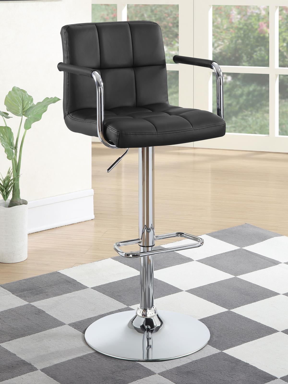 Black Chrome Bar Stool w/ Arms: Adjustable Height - $194.99