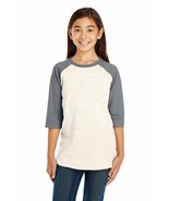 AquaGuard 6130 2pk Youth Unisex Baseball Tee, Natural Heather/Granite He... - $14.62