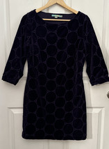Boden Womens Circle Velvet Eyelet Sheath Dress US Size 6 Purple Knee Len... - £19.57 GBP