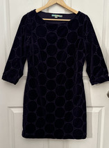 Boden Womens Circle Velvet Eyelet Sheath Dress US Size 6 Purple Knee Len... - £19.62 GBP