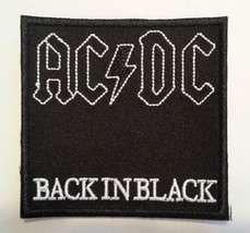 AC/DC~Back In Black~Embroidered Applique PATCH~3 1/8&quot; x 3 1/8&quot;~Iron Sew ... - £3.72 GBP