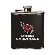 Arizona Cardinals Stainless Steel Leather-Wrapped 6 oz Flask with NFL Team Logo - £12.09 GBP