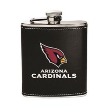 Arizona Cardinals Stainless Steel Leather-Wrapped 6 oz Flask with NFL Team Logo - £11.93 GBP