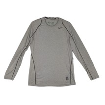 NIKE PRO Dri-Fit Cool Men&#39;s M Fitted Gray Athletic Long-Sleeve T-Shirt, Carbon - £18.98 GBP
