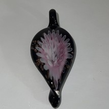 Handblown Glass Necklace Pendant Flower with Gold Flakes - £11.15 GBP