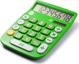 8 Digit Dual Powered Desktop Calculator, Lcd Display, Green- By Office +... - £21.10 GBP