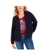 Style &amp; Co Womens S Navy Chunky Cable Knit Open Front Cardigan Sweater N... - £20.89 GBP
