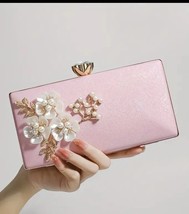Elegant  Pink Clutch with Rhinestone Clutch Bag Purse - $551.21 MXN