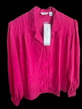 VTG 80s Rebecca Lynn Women’s Blouse Fuchsia Pink Secretary Mom Petite 14... - $21.23