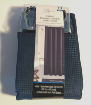 Mainstays Fabric Shower Curtain with Hooks Blue Cove Waffle 13 Pieces  - $18.37