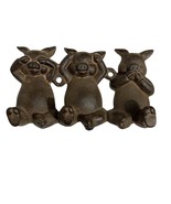 Cast Iron 3 Wise Pigs Hear See Speak No Evil Wall Hook 4&quot; x 7&quot; Coat Hook - $437.25 MXN