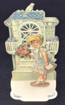 VTG 1985 Girl w/ Flowers Happy Birthday Die Cut Embossed Standup Greeting Card - £6.42 GBP