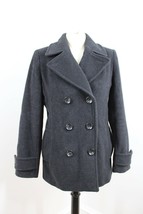 Lands End 6 Black Double Breasted Wool Cashmere Pea Coat Jacket - $39.90