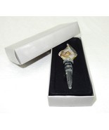 Wine Bottle Stopper, Teardrop Design ~ Bronze In White, Murano Art Glass... - $9.75