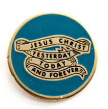 VTG 1997 Jesus Christ Yesterday Today And Forever Pin Religious Blue Gold... - £7.63 GBP