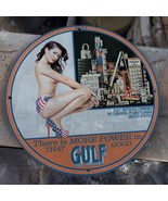 Vintage 1944 Gulf Pride Gulf Oil Refining Company Porcelain Gas &amp; Oil Pu... - £99.05 GBP
